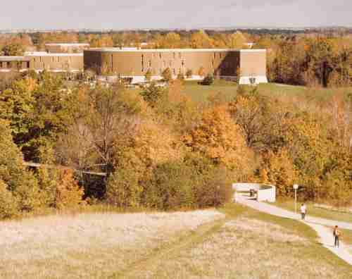 An archive photo of Copeland from across Little Mac, there are no other buildings around